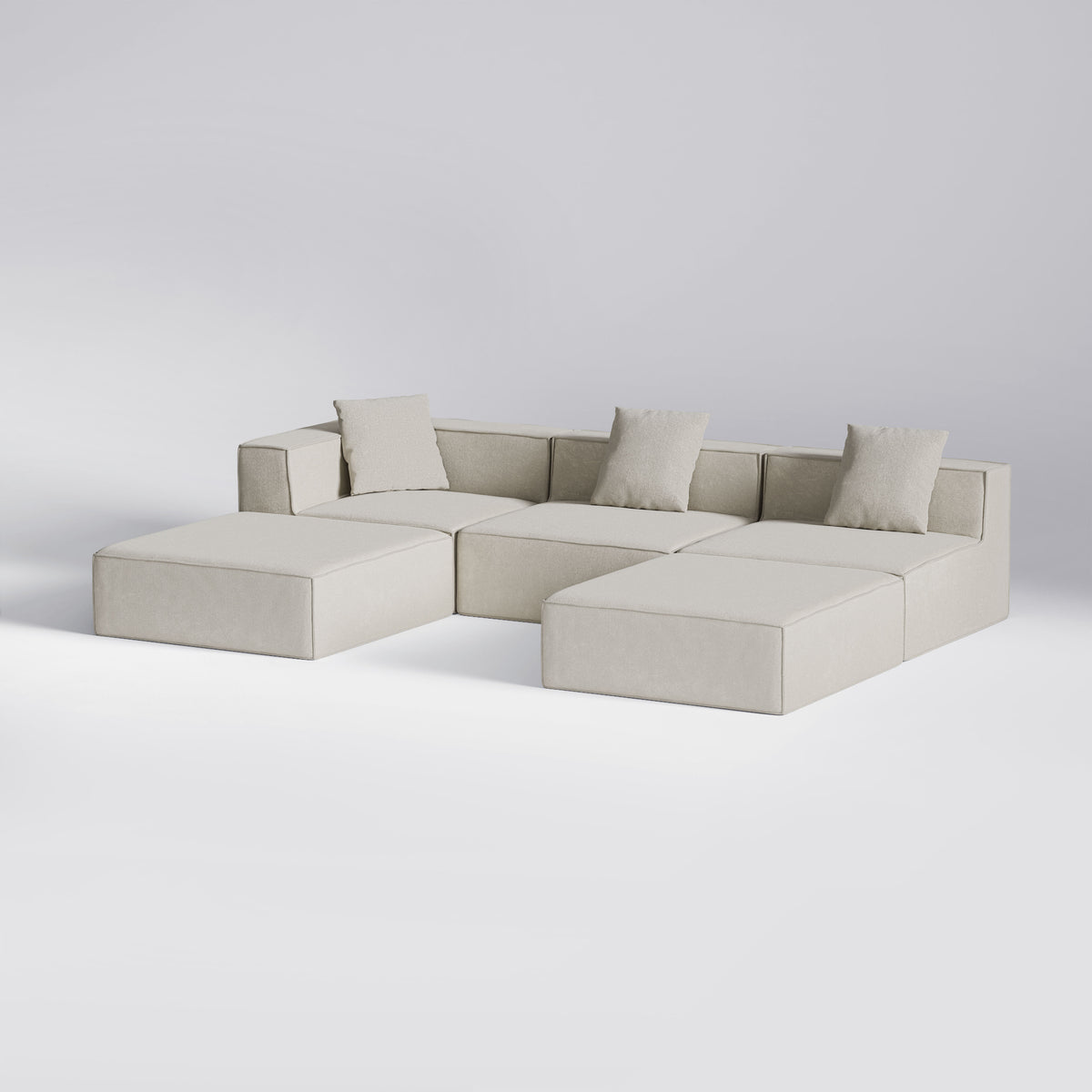 Beige Moduri Lounge stor modulsofa med sofa-, hjørne- og pufmoduler