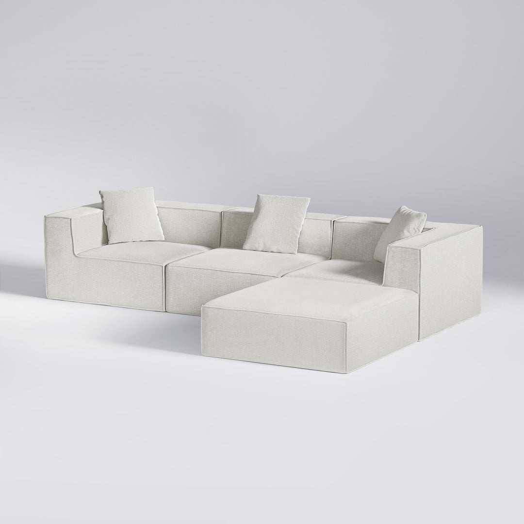 Hvid Moduri Haven modulsofa med hjørne-, sofa- og pufmoduler