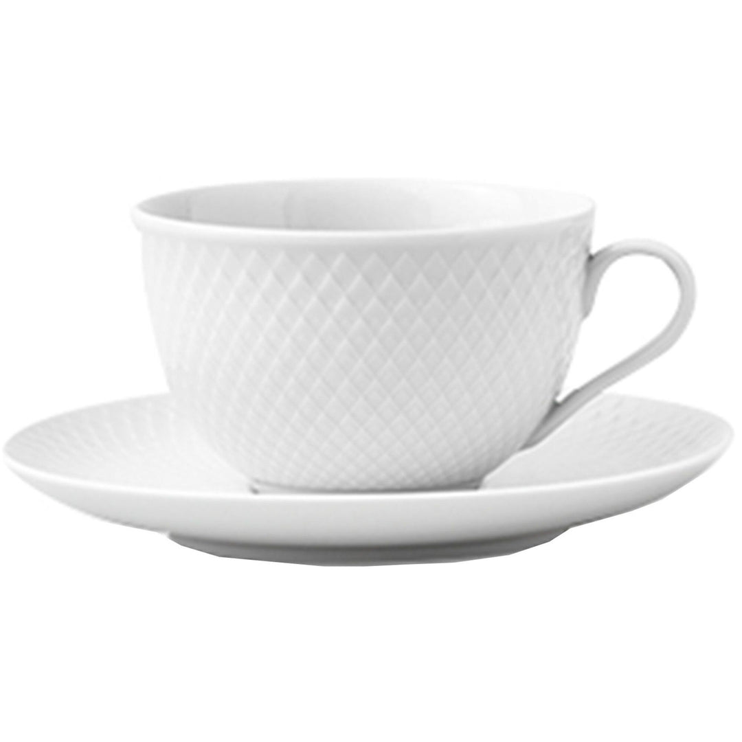 Lyngby porcelæn Lyngby porcelæn Rhombe tekop med underkop, hvid, 24 cl – produktbillede (Tekopper)