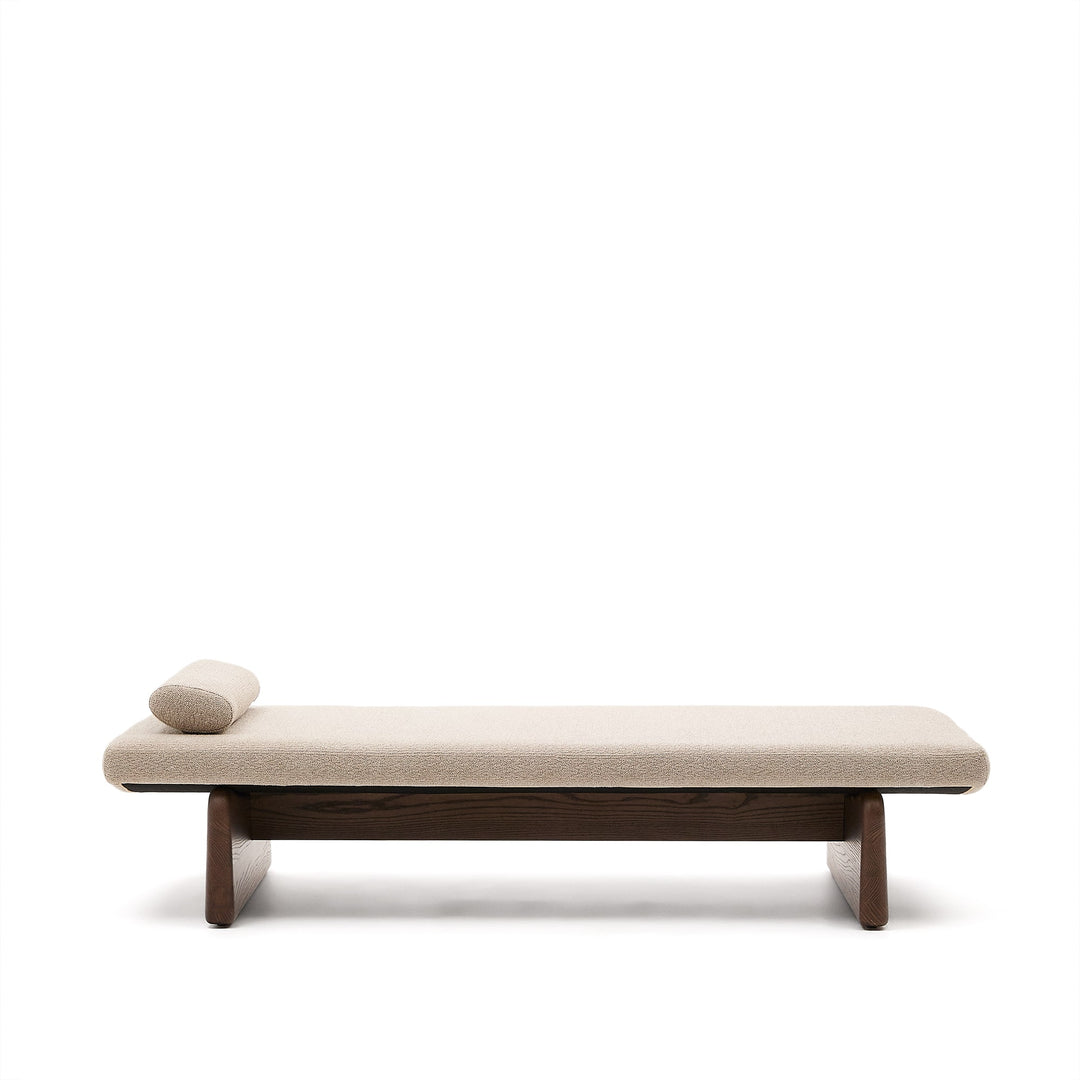 KAVE HOME Topaz divan m. pude beige chenille og valnøddefinish asketræ 200x80