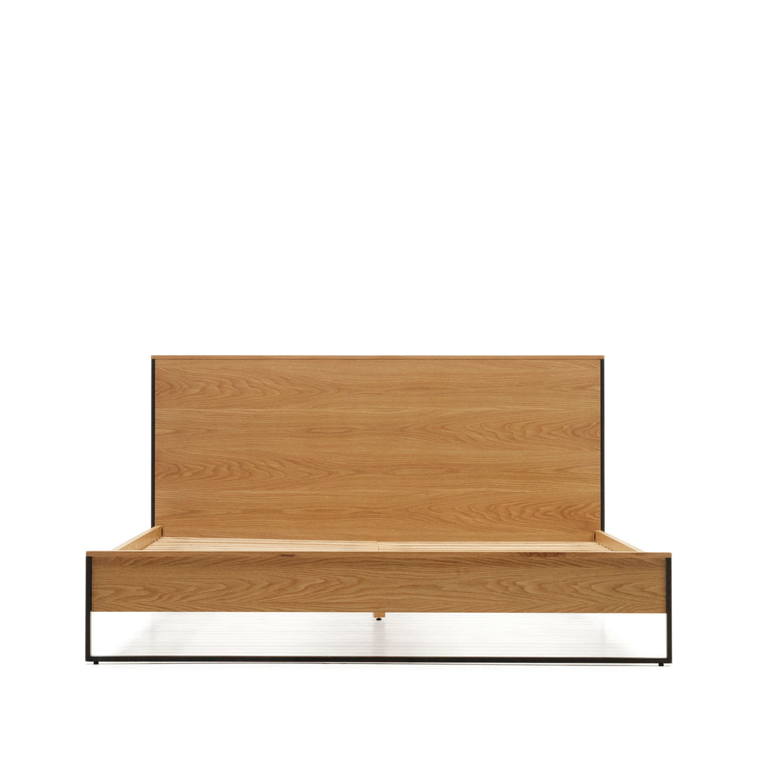 KAVE HOME Taiana sengeramme m. sengegavl og lameller natur egetræsfiner og sort stål 160x200