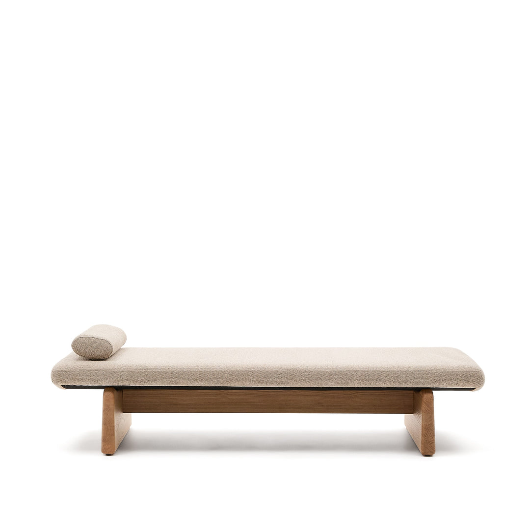 KAVE HOME Topaz divan m. pude beige chenille og natur asketræ 200x80