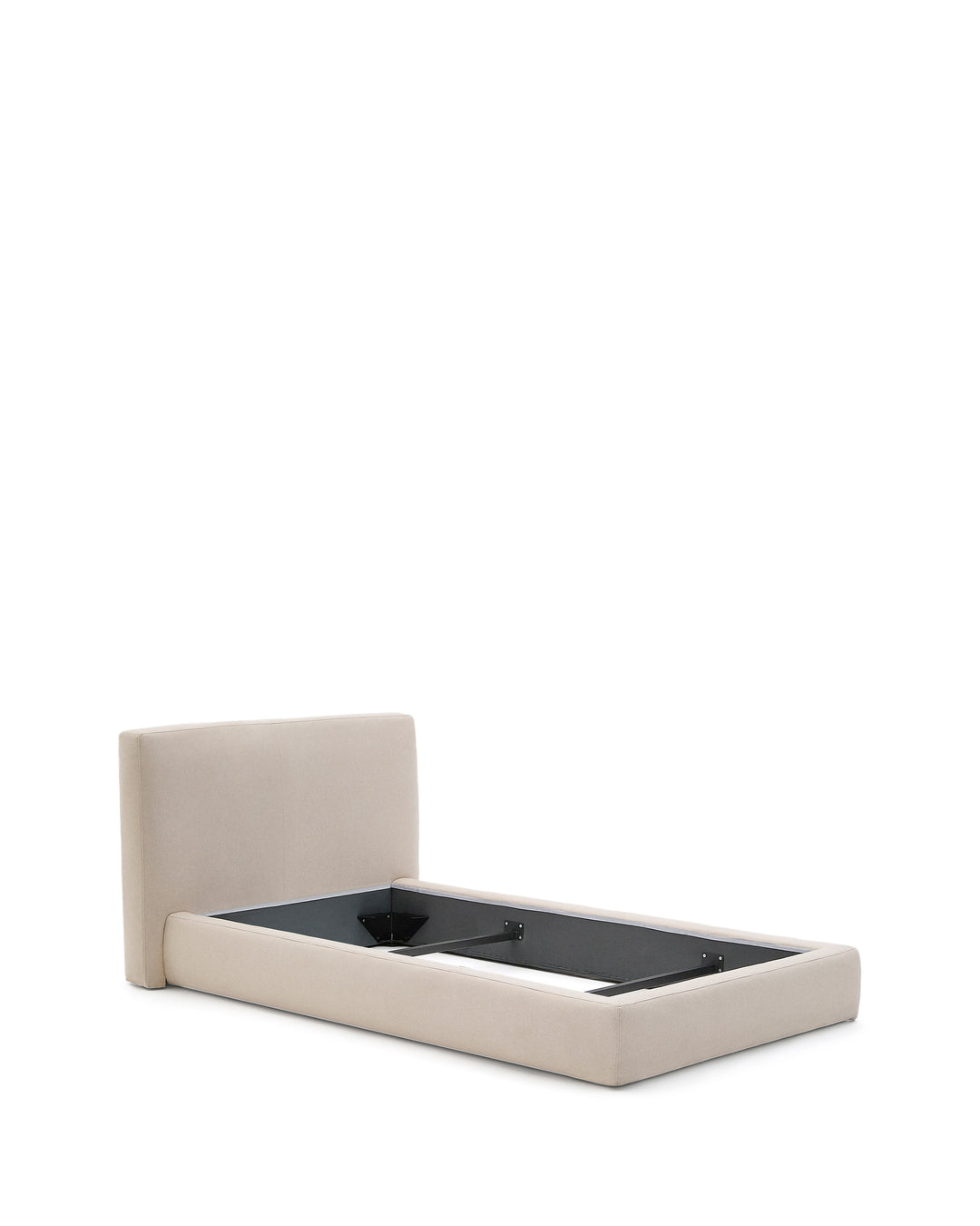 KAVE HOME Blok sengeramme m. sengegavl aftageligt betræk u. madras u. bund ecru stof 90x200
