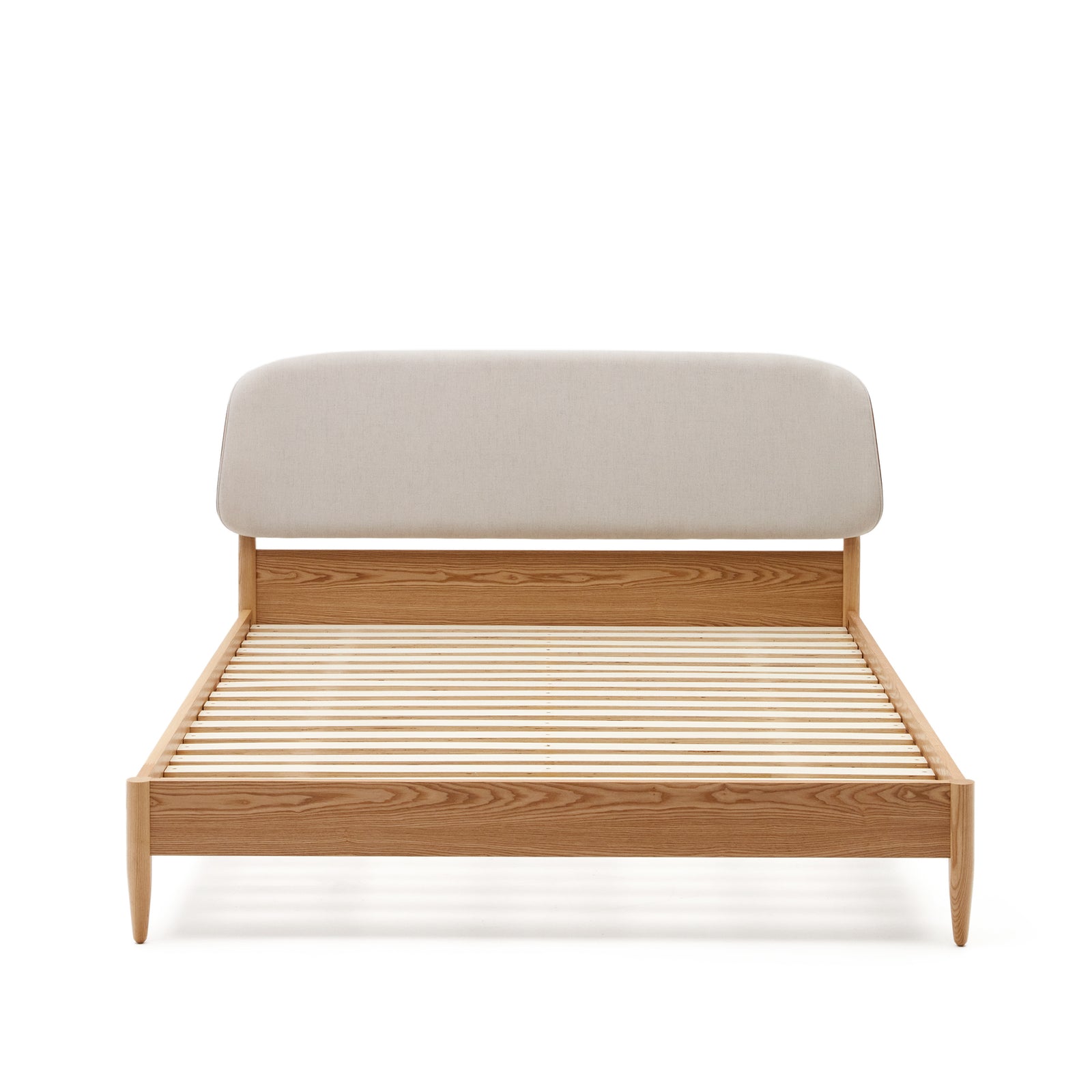 Produktbillede af KAVE HOME Octavia sengeramme m. hvid polstret hovedgærde askekrydsfiner 180x200 i premium kvalitet