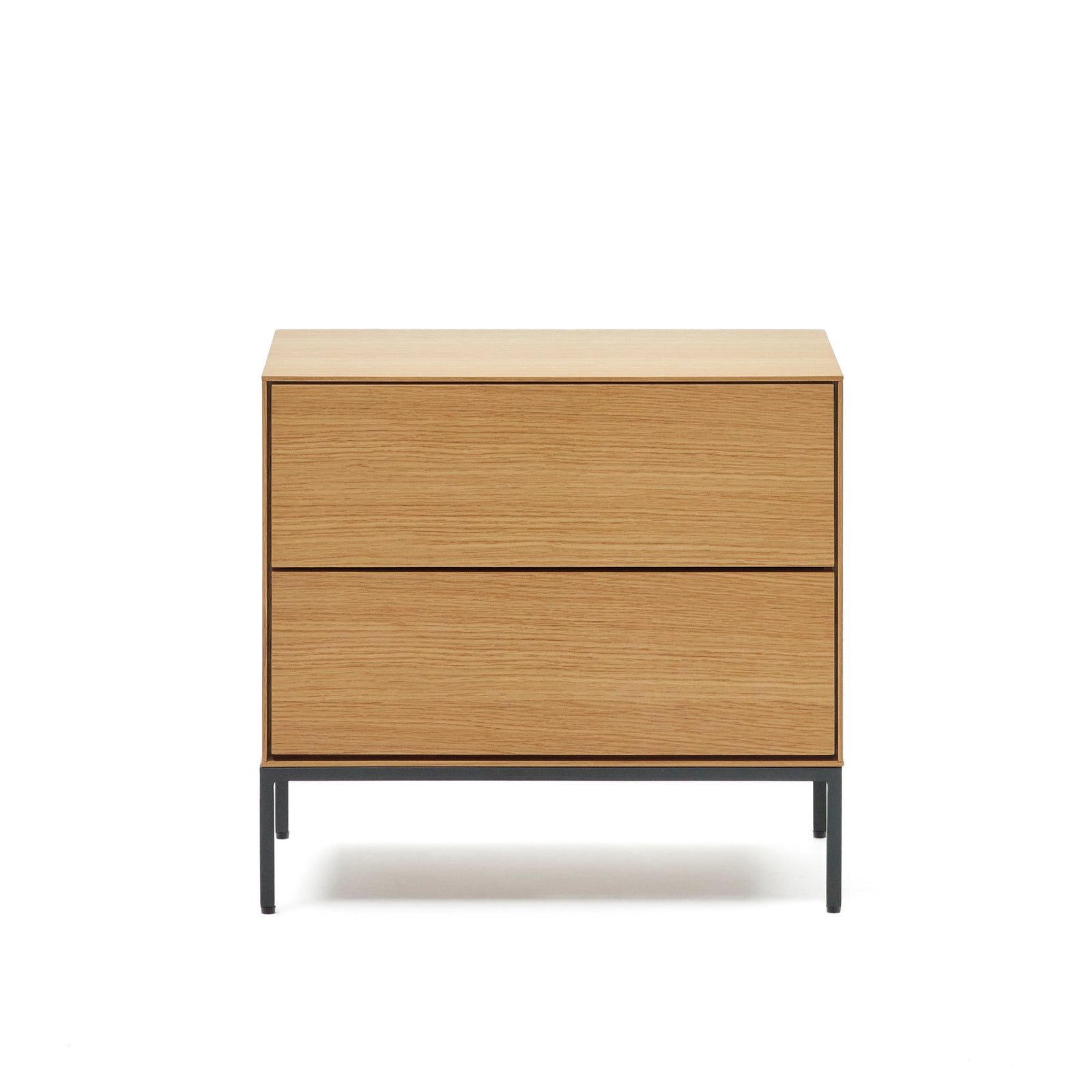 Produktbillede af KAVE HOME Vedrana sidebord m. 2 skuffer natur egetræsfiner og sort stål 60x40 i premium kvalitet