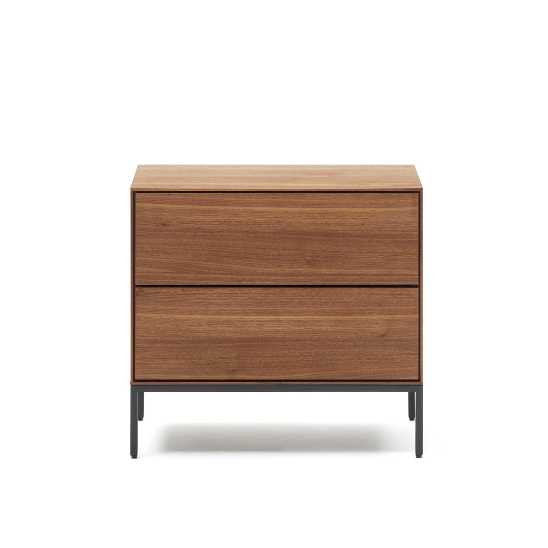 KAVE HOME Vedrana sidebord m. 2 skuffer brun valnøddefiner og sort stål 60x40