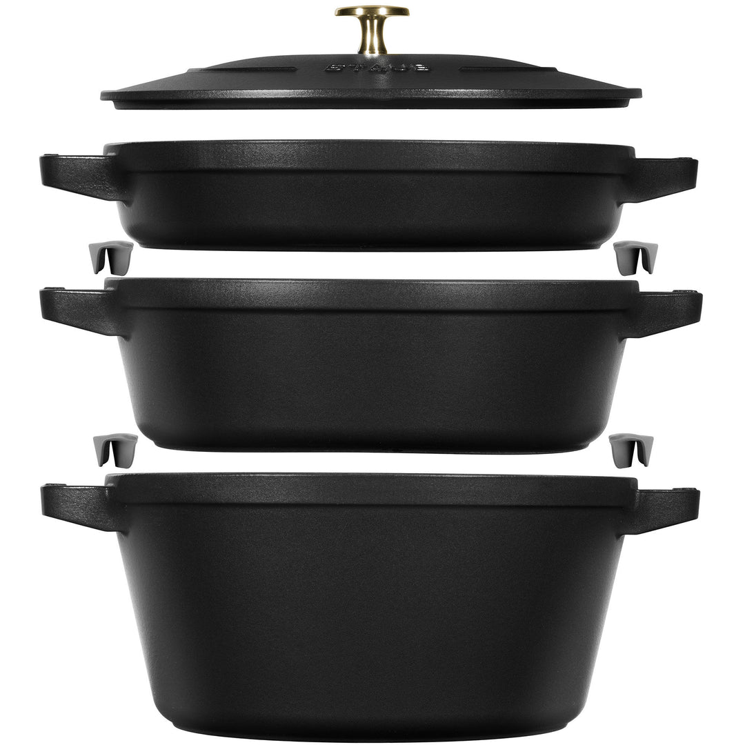 Staub Staub Gryde & kasserollesæt 24 cm, sort – produktfoto (Grydesæt & Kasseroller)