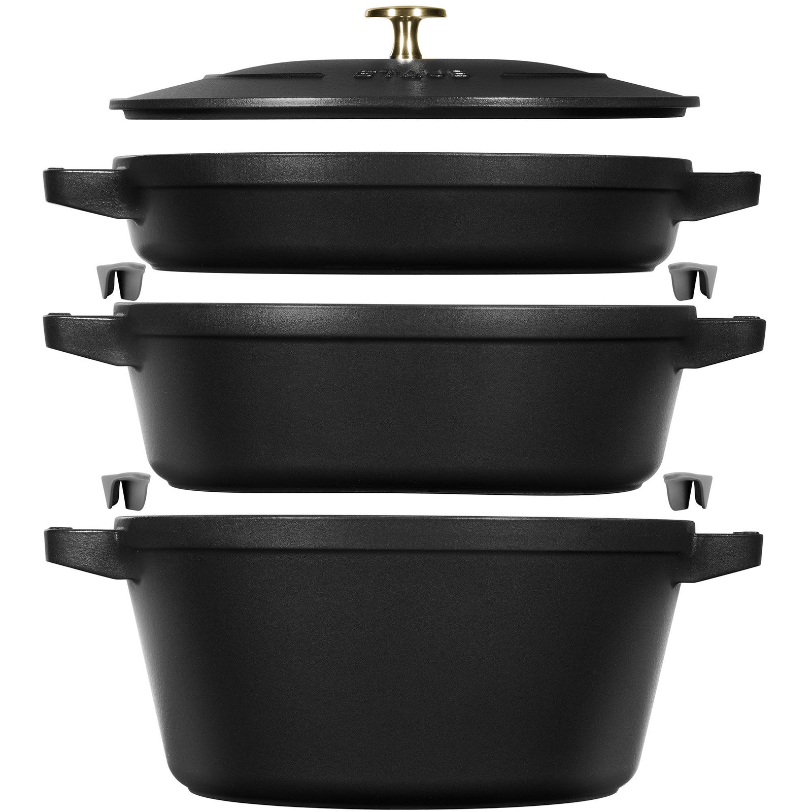 Staub Staub Gryde & kasserollesæt 24 cm, sort – produktfoto (Grydesæt & Kasseroller)