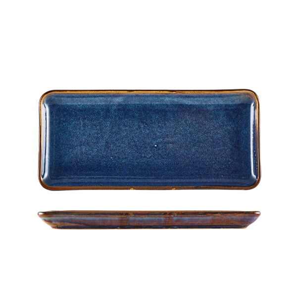 Produktbillede af Terra Aqua Blå Smal Rektangulær Fad 31 x 14 Cm Genware på tilbud i brug
