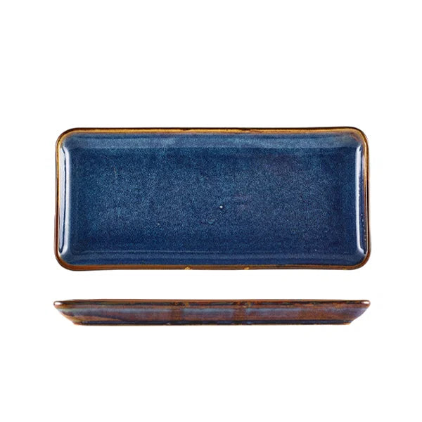 Terra Aqua Blå Smal Rektangulær Fad 31 x 14 Cm Genware