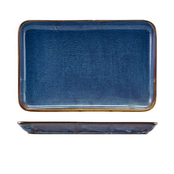 Produktbillede af Terra Aqua Blå Rektangulært Fad 30 x 20 Cm Genware på tilbud i brug
