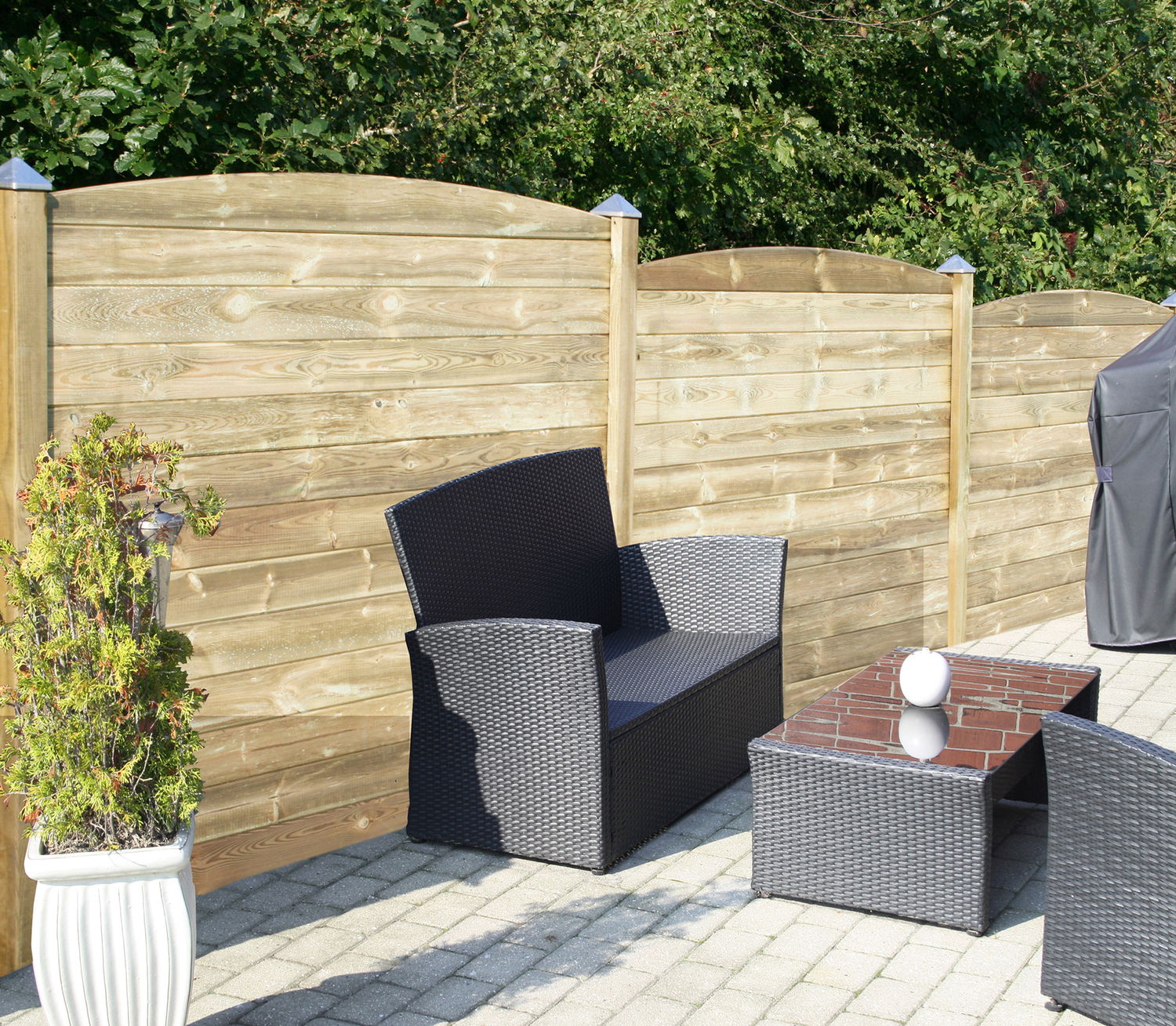 Produktbillede af HORTUS 178,5 cm 5 fag med topprofil buet afslutning og 6 mellem stolper på tilbud i høj kvalitet