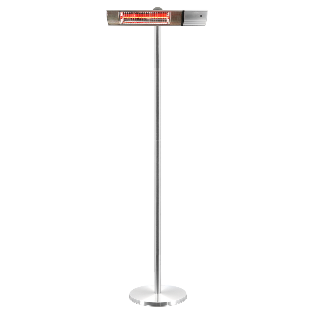 Produktbillede af HORTUS terrassevarmer gulvmodel GT 500/1000/1500W sølv inkl. fjernbetjening på tilbud i høj kvalitet