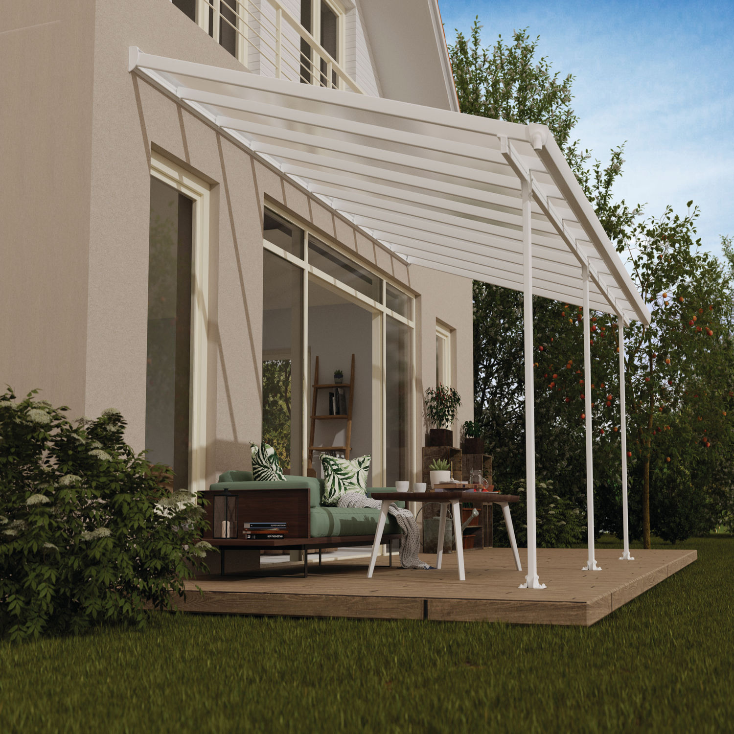 Produktbillede af Palram Canopia Feria terrasseoverdækning sampak 18,1 m2 hvid på tilbud i høj kvalitet