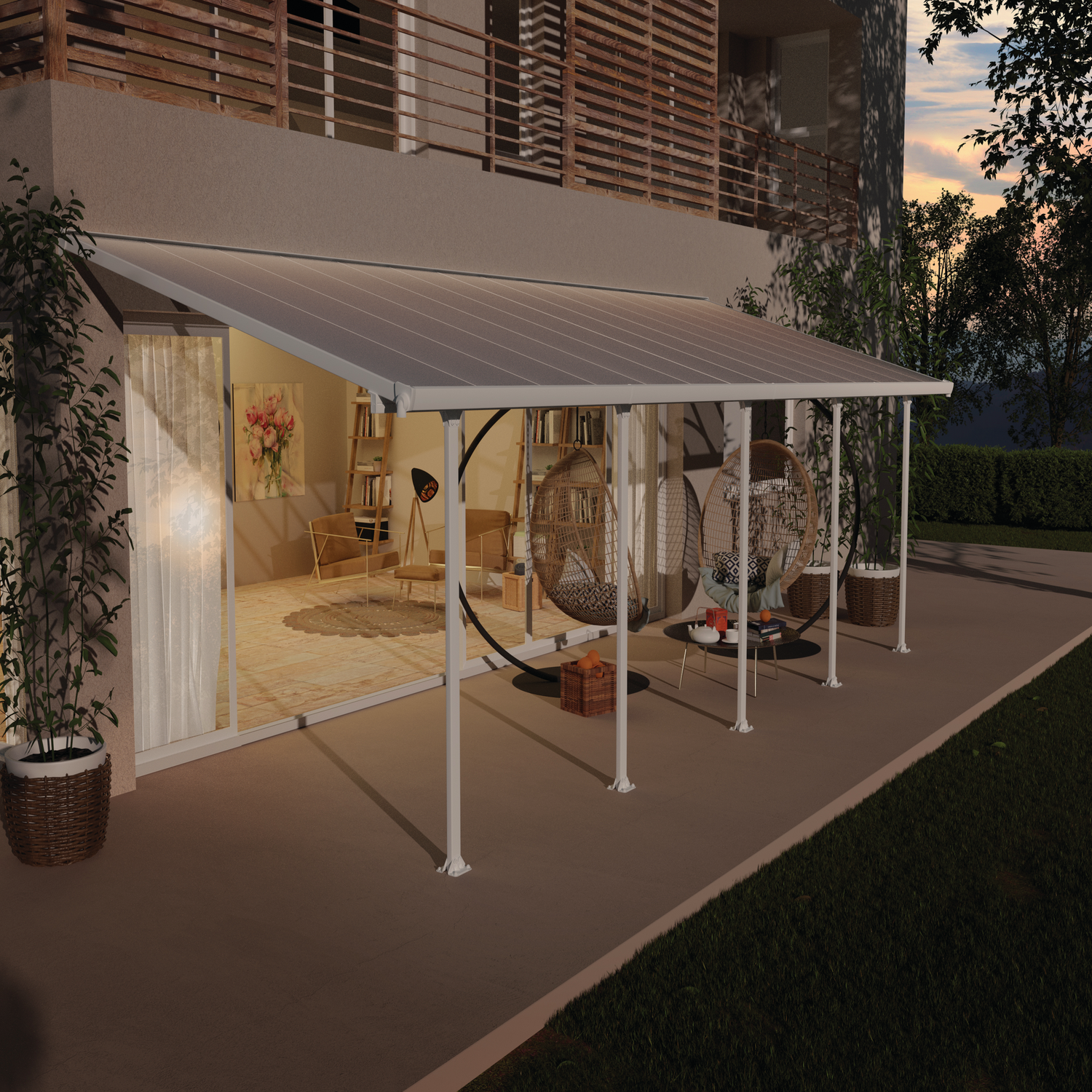 Produktbillede af Palram Canopia Feria terrasseoverdækning sampak 25,1 m2 hvid på tilbud i høj kvalitet