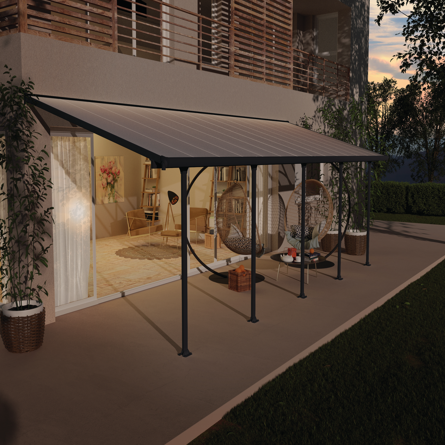 Produktbillede af Palram Canopia Feria terrasseoverdækning sampak 25,1 m2 antracitgrå på tilbud i høj kvalitet