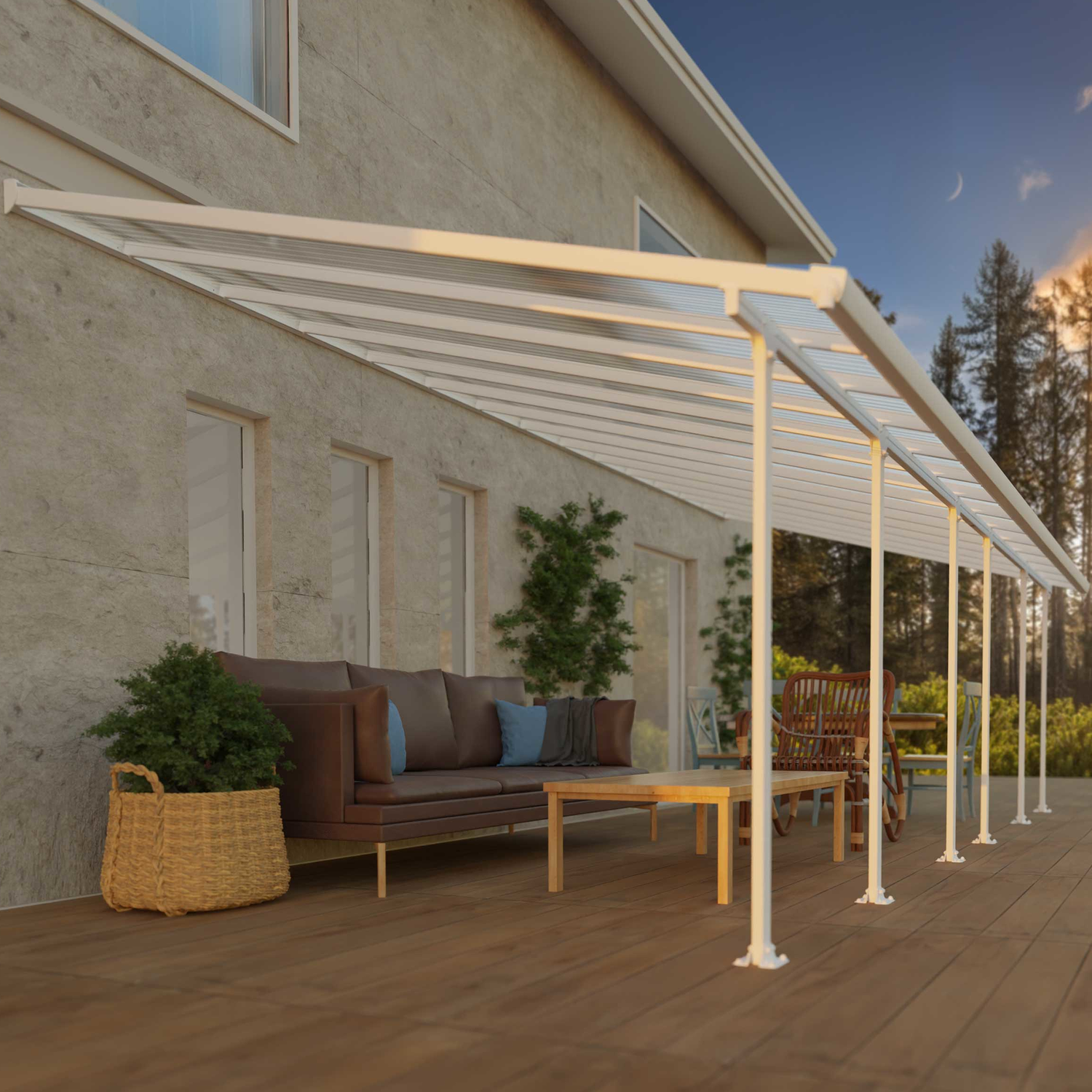 Produktbillede af Terrasseoverdækning Feria 4 x 8,50 m hvid Palram Canopia på tilbud i høj kvalitet