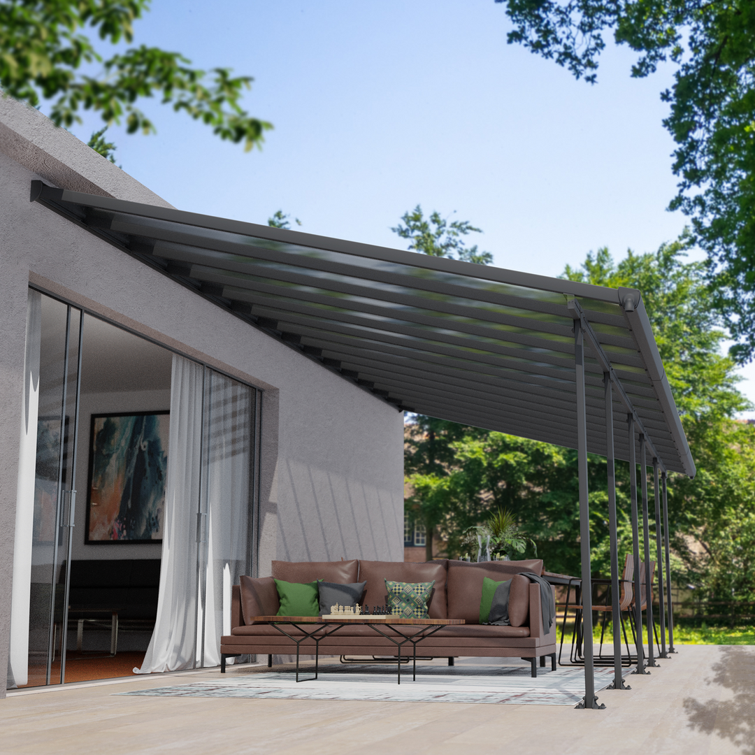 Produktbillede af Terrasseoverdækning Feria 4 x 8,50 m antracitgrå Palram Canopia på tilbud i høj kvalitet