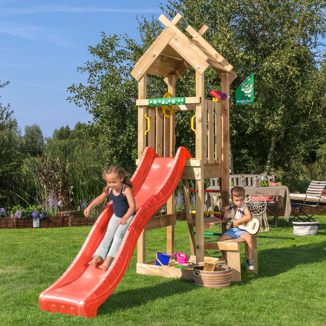 Produktbillede af Legetårn Jungle Gym Totem m/rød rutschebane på tilbud i høj kvalitet
