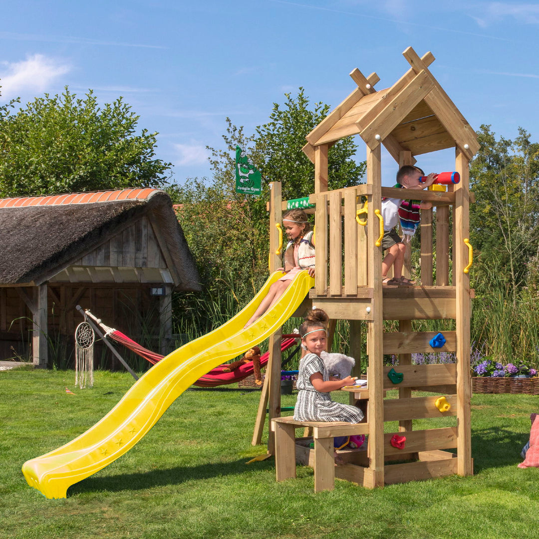 Produktbillede af Legetårn Jungle Gym Teepee m/gul rutschebane på tilbud i høj kvalitet