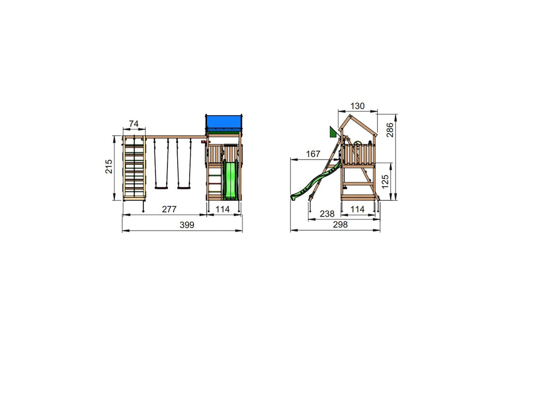 Jungle Gym Home legetårn komplet inkl. climb module xtra ekskl. rutschebane