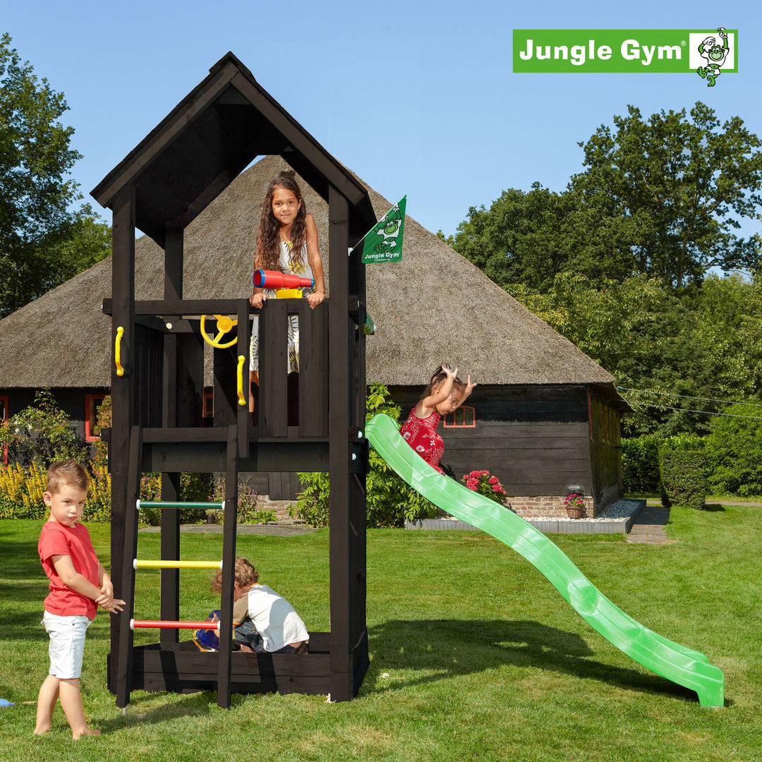 Produktbillede af Jungle Gym Club legetårn komplet ekskl. rutschebane grundmalet sort på tilbud i høj kvalitet
