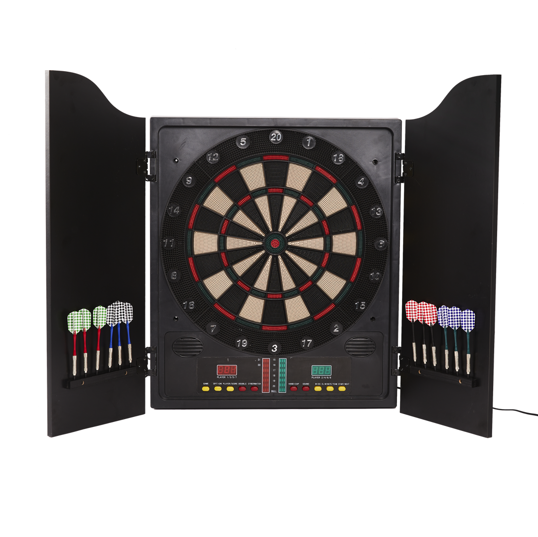 Produktbillede af Dartskive elektronisk i dartskab med dartpile NORDIC Games på tilbud i høj kvalitet