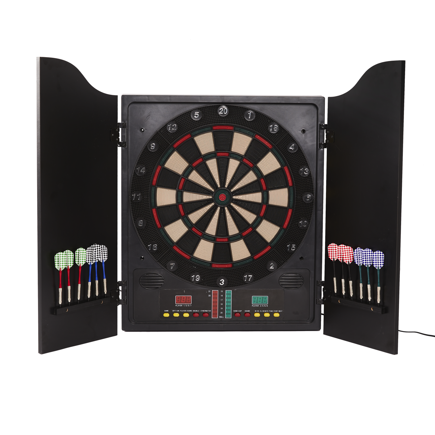Produktbillede af Dartskive elektronisk i dartskab med dartpile NORDIC Games på tilbud i høj kvalitet