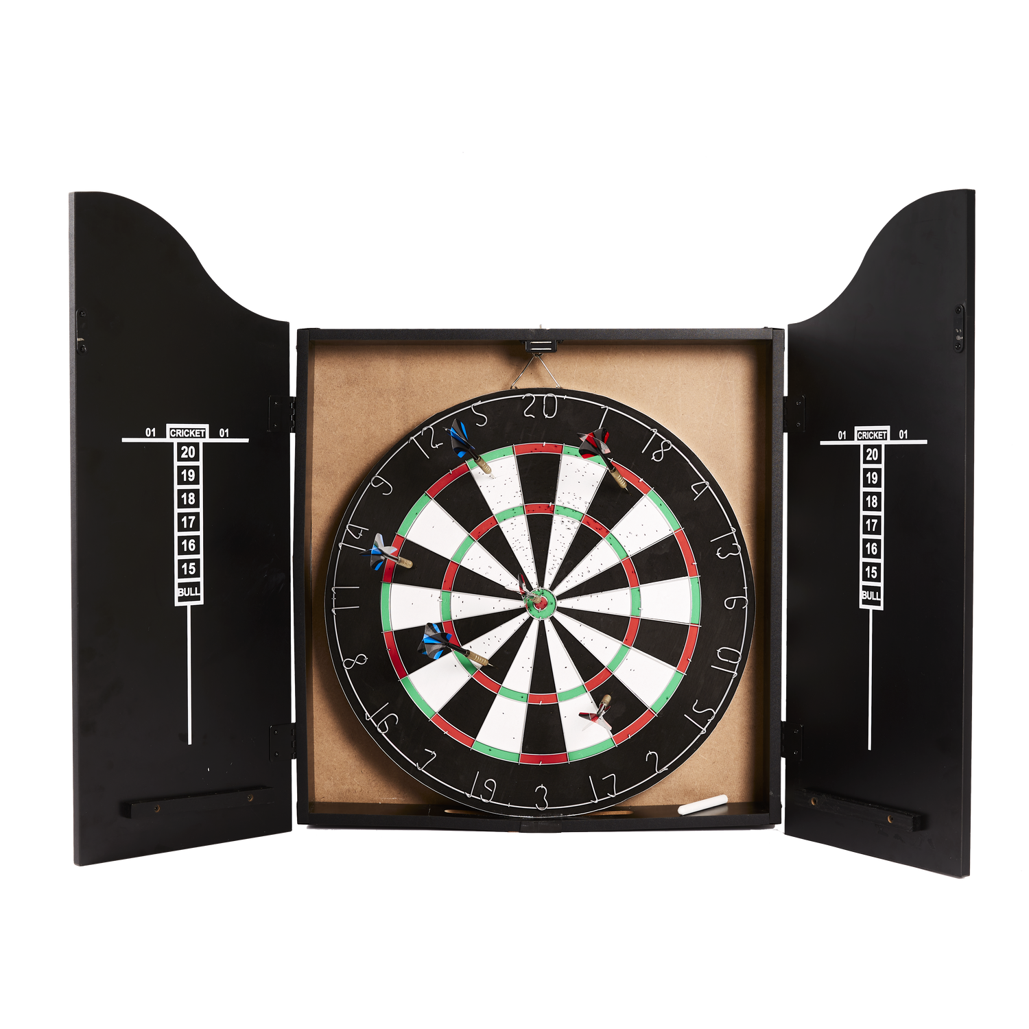 Produktbillede af Dartskive klassisk i dartskab med dartpile NORDIC Games på tilbud i høj kvalitet