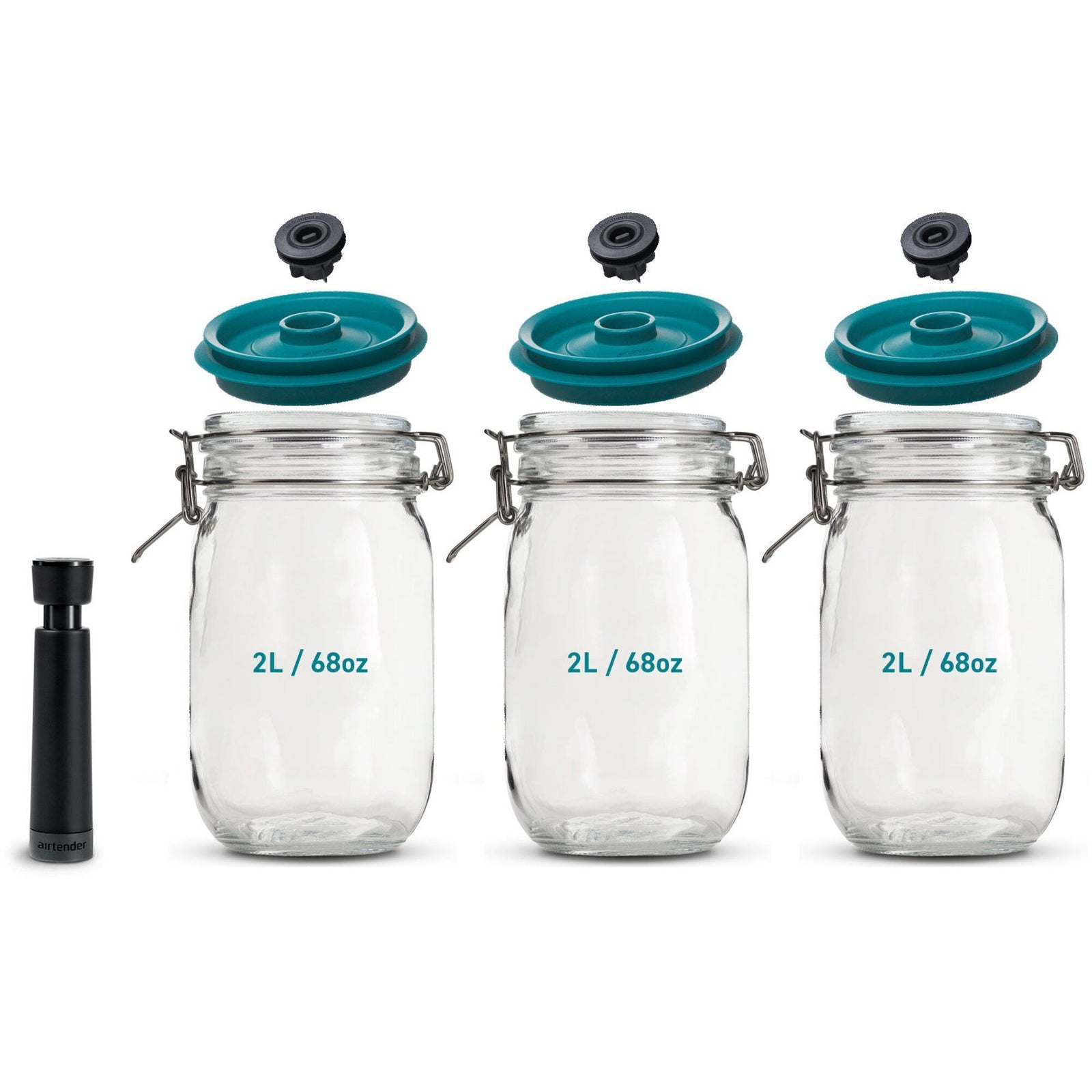 Airtender Airtender Vakuumforsegler + 3 beholdere 2 liter – frontbillede (Vakuumpakker)