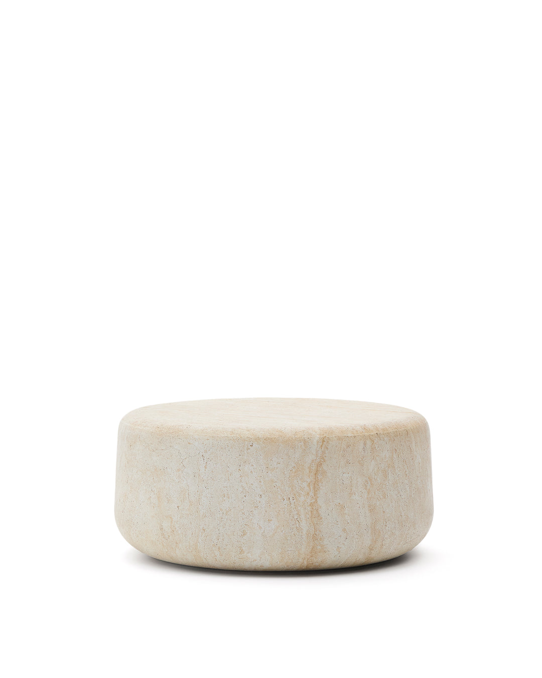 KAVE HOME Drasi udendørs sofabord rund beige cement med travertineffekt finish Ø90