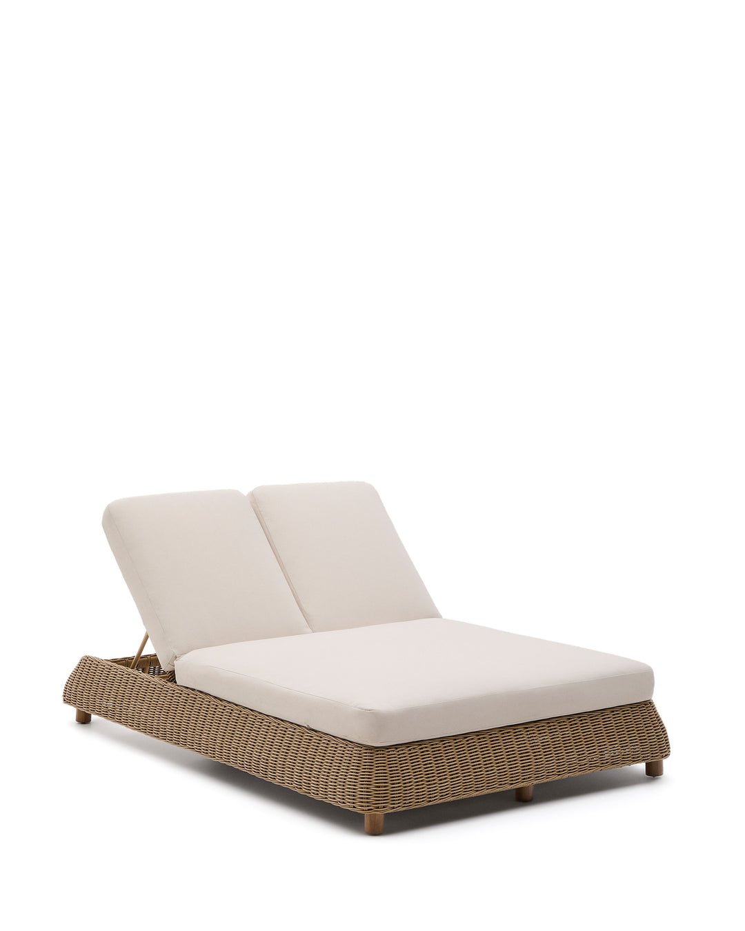 KAVE HOME Meria dobbelt solstol m. justerbar ryglæn beige hynder ecru/lysebrun syntetisk rattan