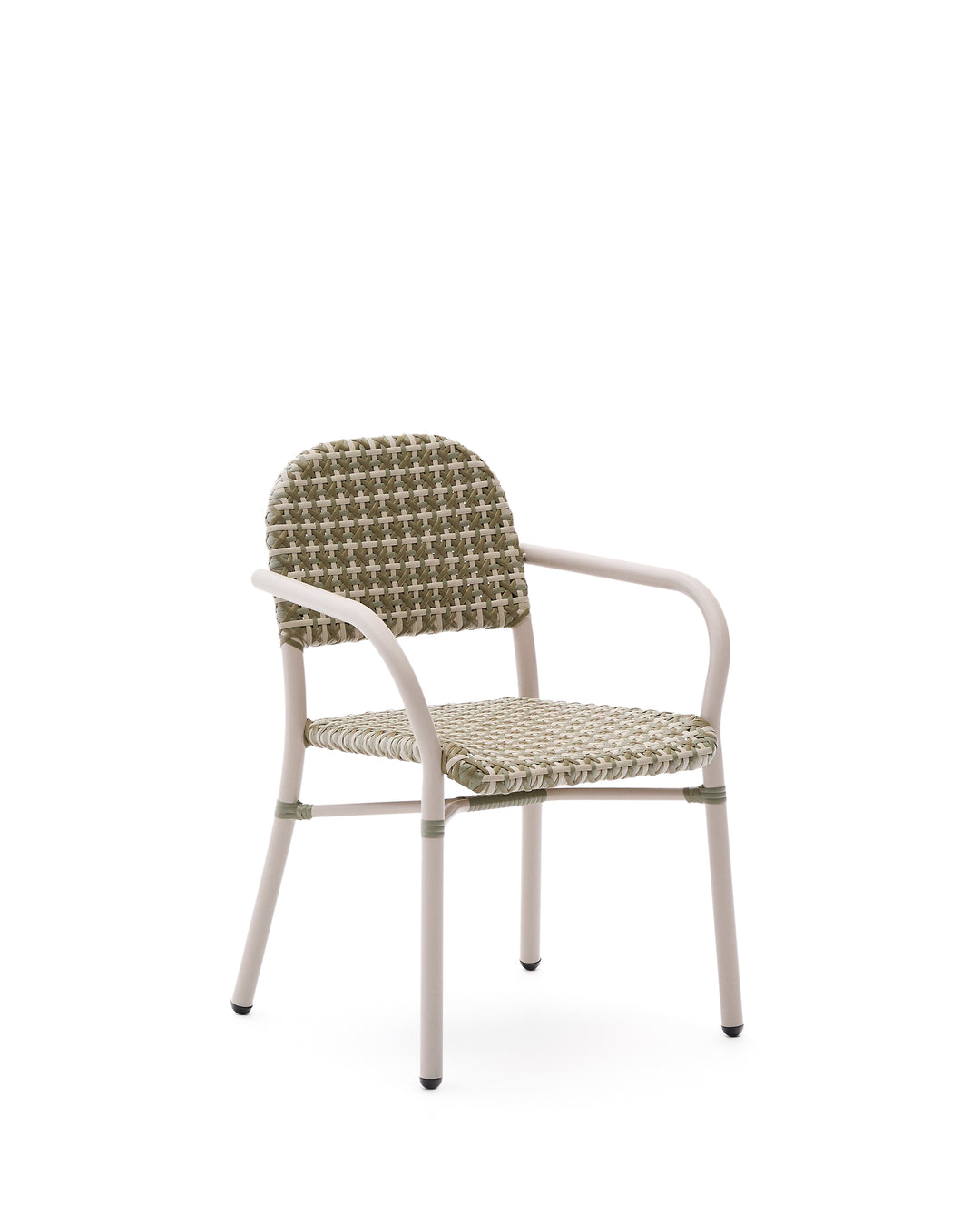 KAVE HOME Tuccia havestol m. armlæn beige/grøn syntetisk rattan og beige aluminium