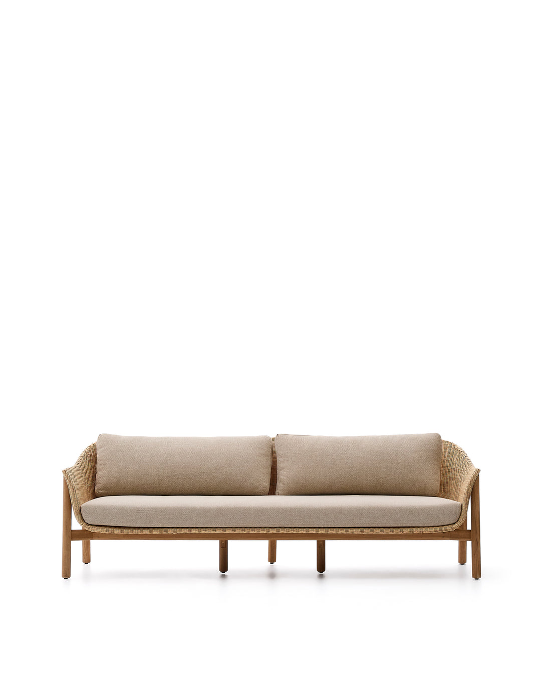 KAVE HOME Galea udendørs 3 pers. sofa m. armlæn og hynder syntetisk rattan og teaktræ 223cm