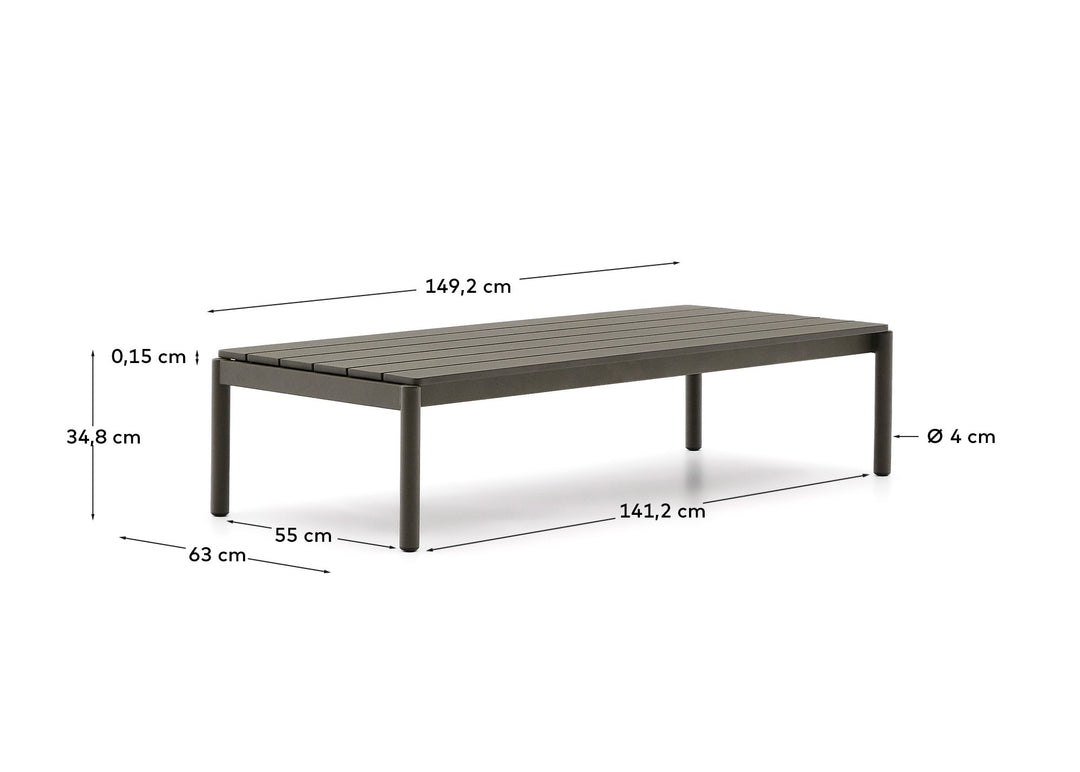 KAVE HOME Sorells udendørs sofabord rektangulær grøn aluminium 63x144,6