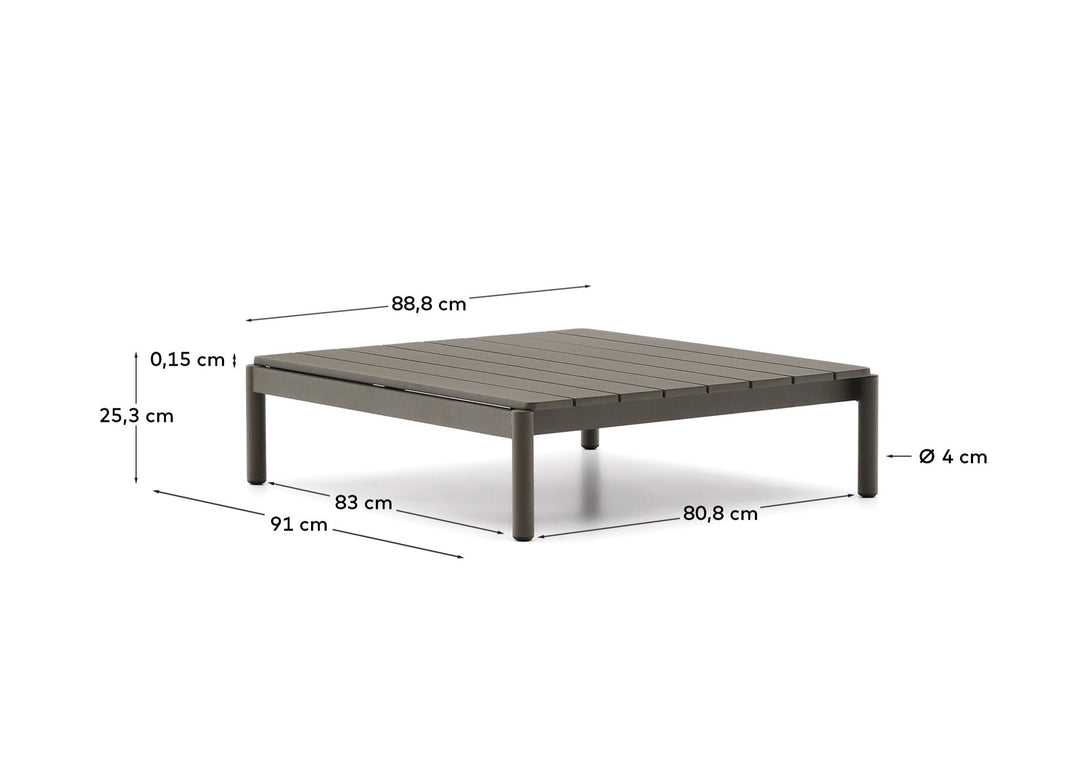 KAVE HOME Sorells udendørs sofabord rektangulær grøn aluminium 89x91