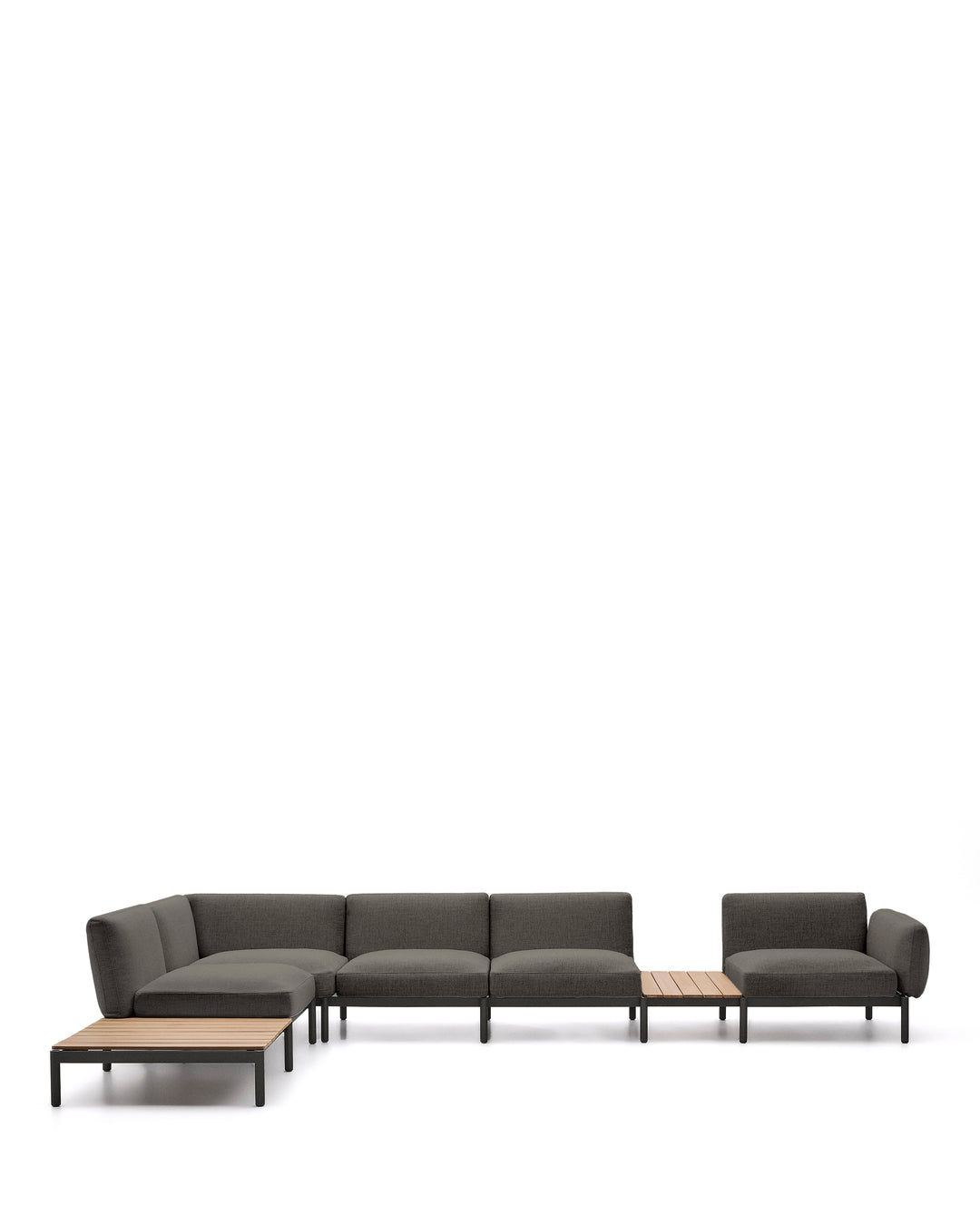 KAVE HOME Sorells udendørs modulær 5-pers. hjørnesofa grå stof og grå aluminium