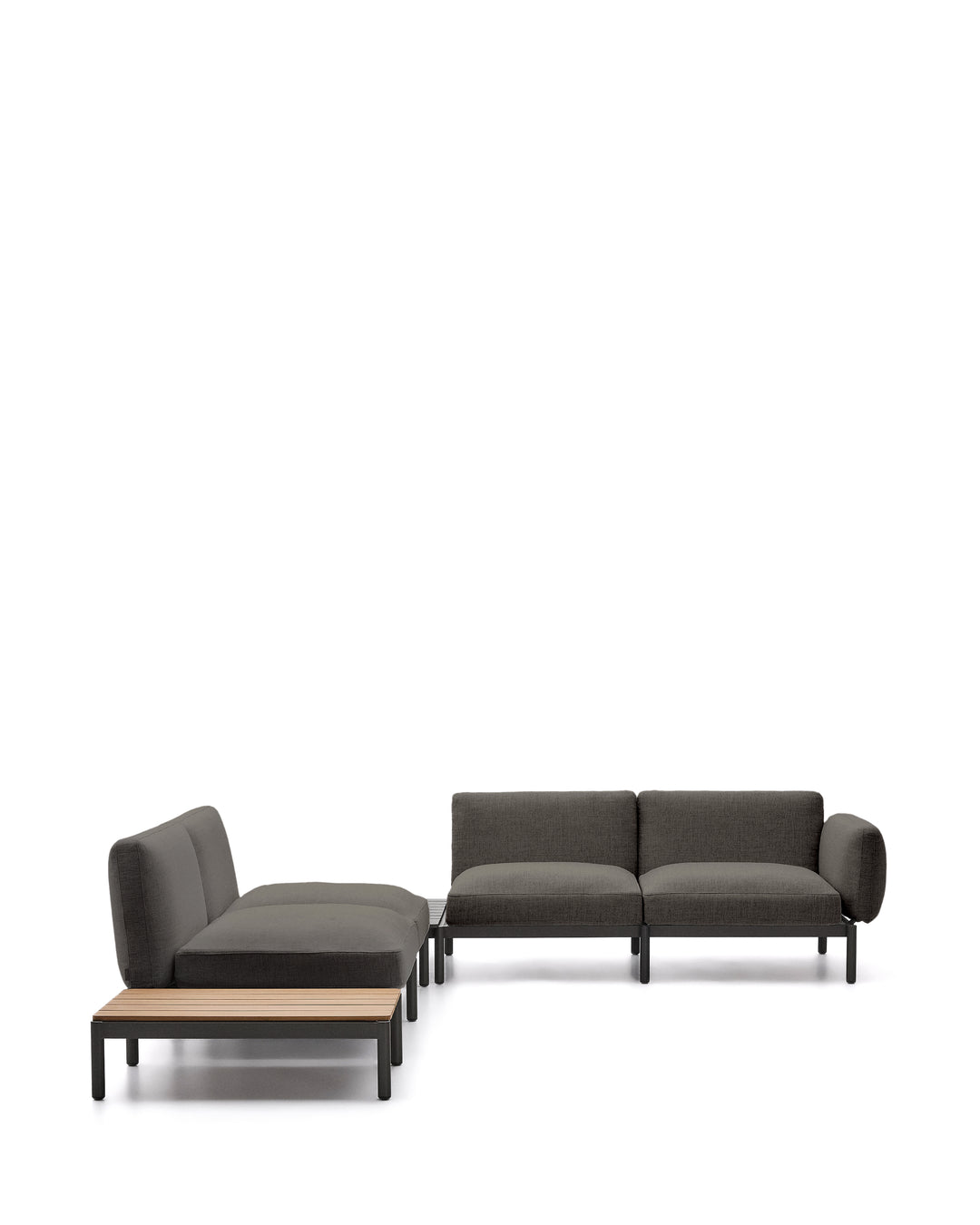 KAVE HOME Sorells udendørs modulær 4-pers. hjørnesofa grå stof og grå aluminium