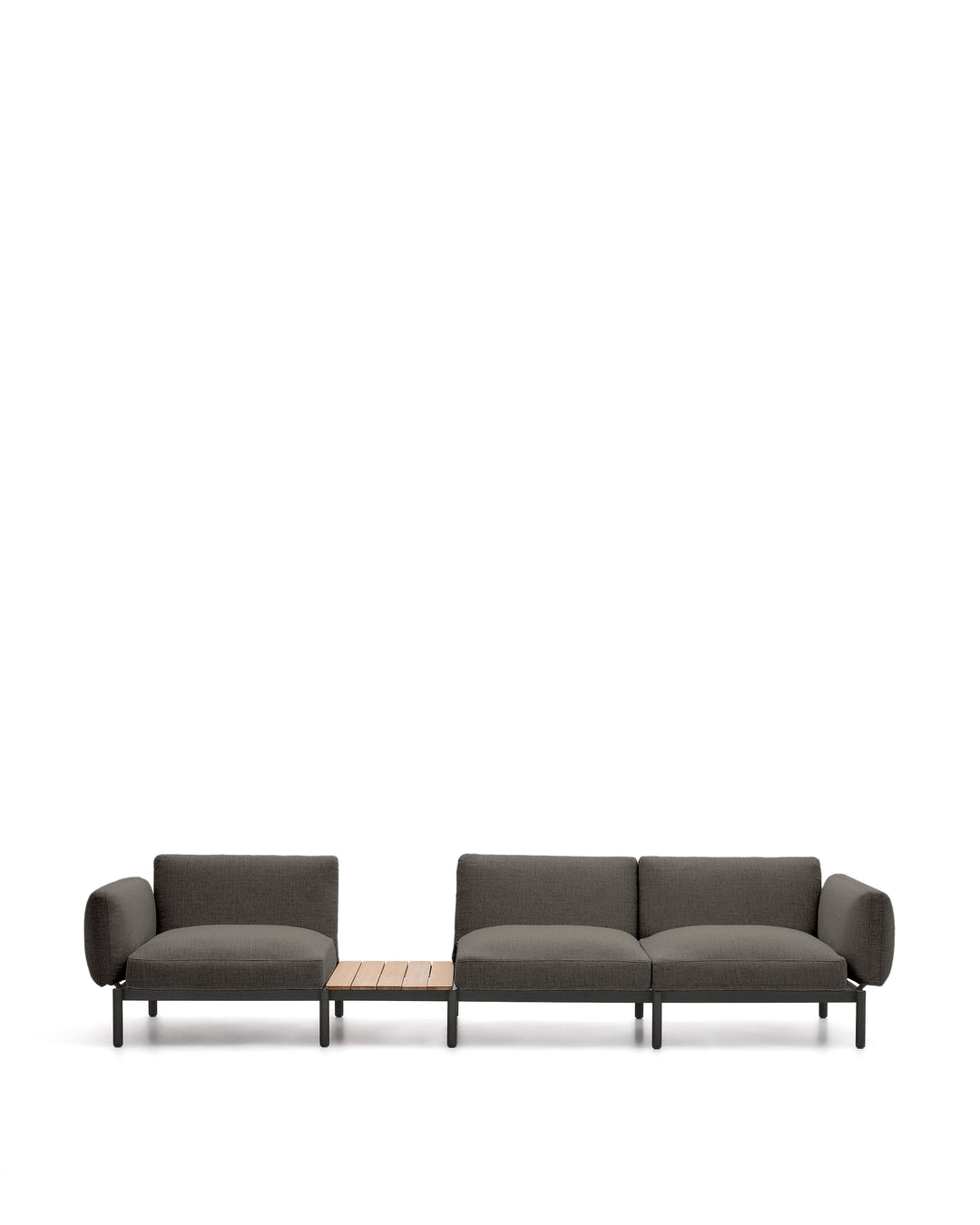 KAVE HOME Sorells udendørs modulær 3-pers. hjørnesofa grå stof og grå aluminium