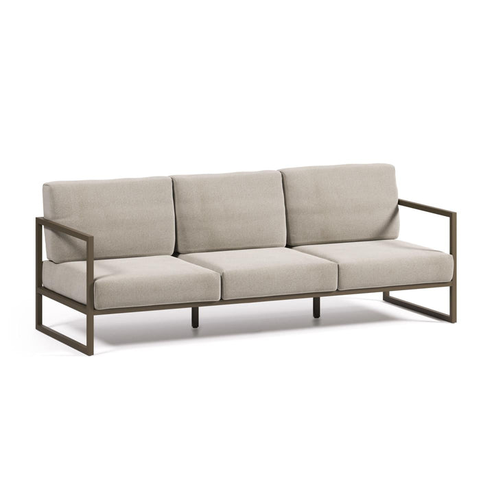 KAVE HOME Comova 3 pers. havesofa lysegrå stof og grøn aluminium