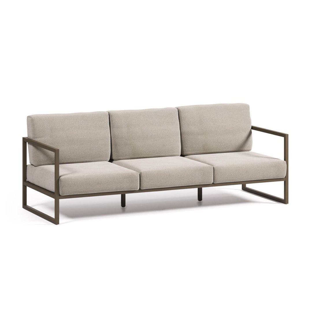 KAVE HOME Comova 3 pers. havesofa lysegrå stof og grøn aluminium
