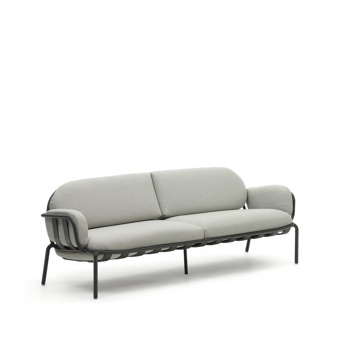 KAVE HOME Joncols 3 pers. havesofa m. grå hynder grå aluminium