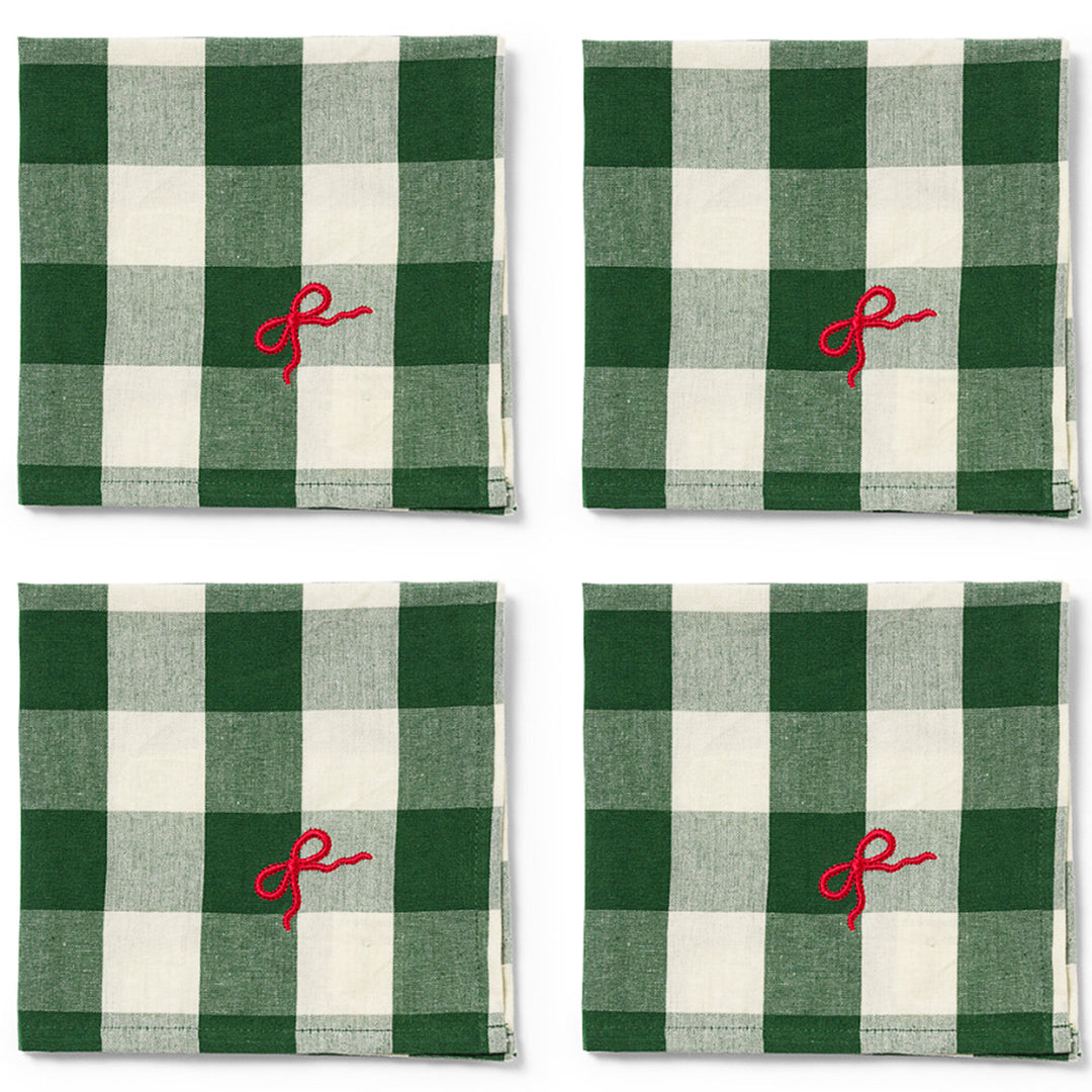 Midnatt Midnatt Elsa Bow servietter 40 40 cm, grøn/beige, 4-pak ❤ billede i brug (Serviet)