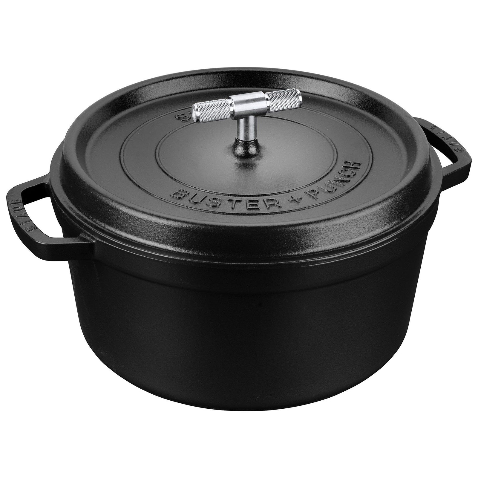 Staub Staub Buster+Punch rund gryde 28 cm, stålknop – detaljebillede (Støbejernsgryde)