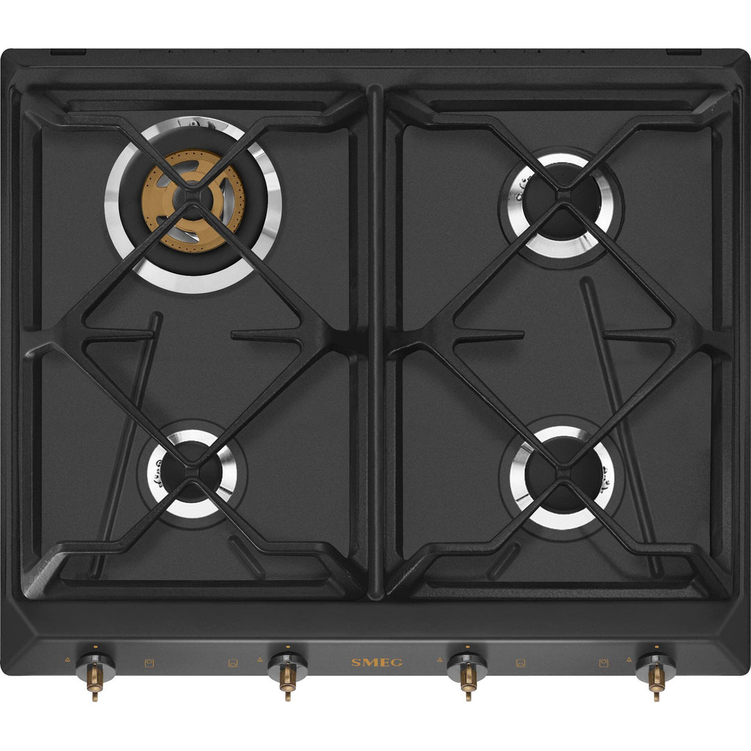 Smeg Smeg SRV864AOGH kogeplade, antracit – close-up (Gaskogeplade)