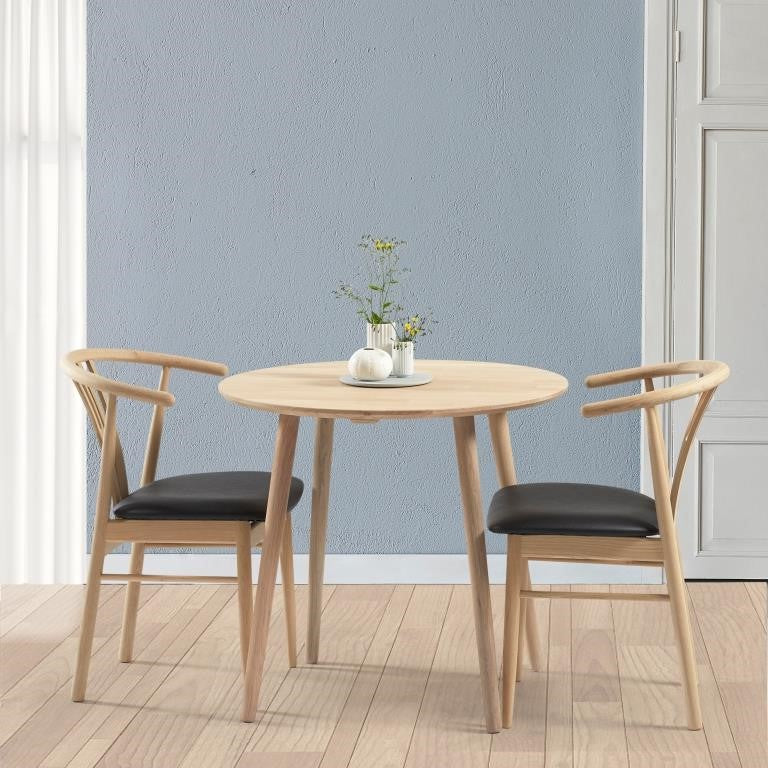Produktbillede af DT 100 Rundt spisebord i massiv eg diameter 70 cm. Lakeret på tilbud i høj kvalitet