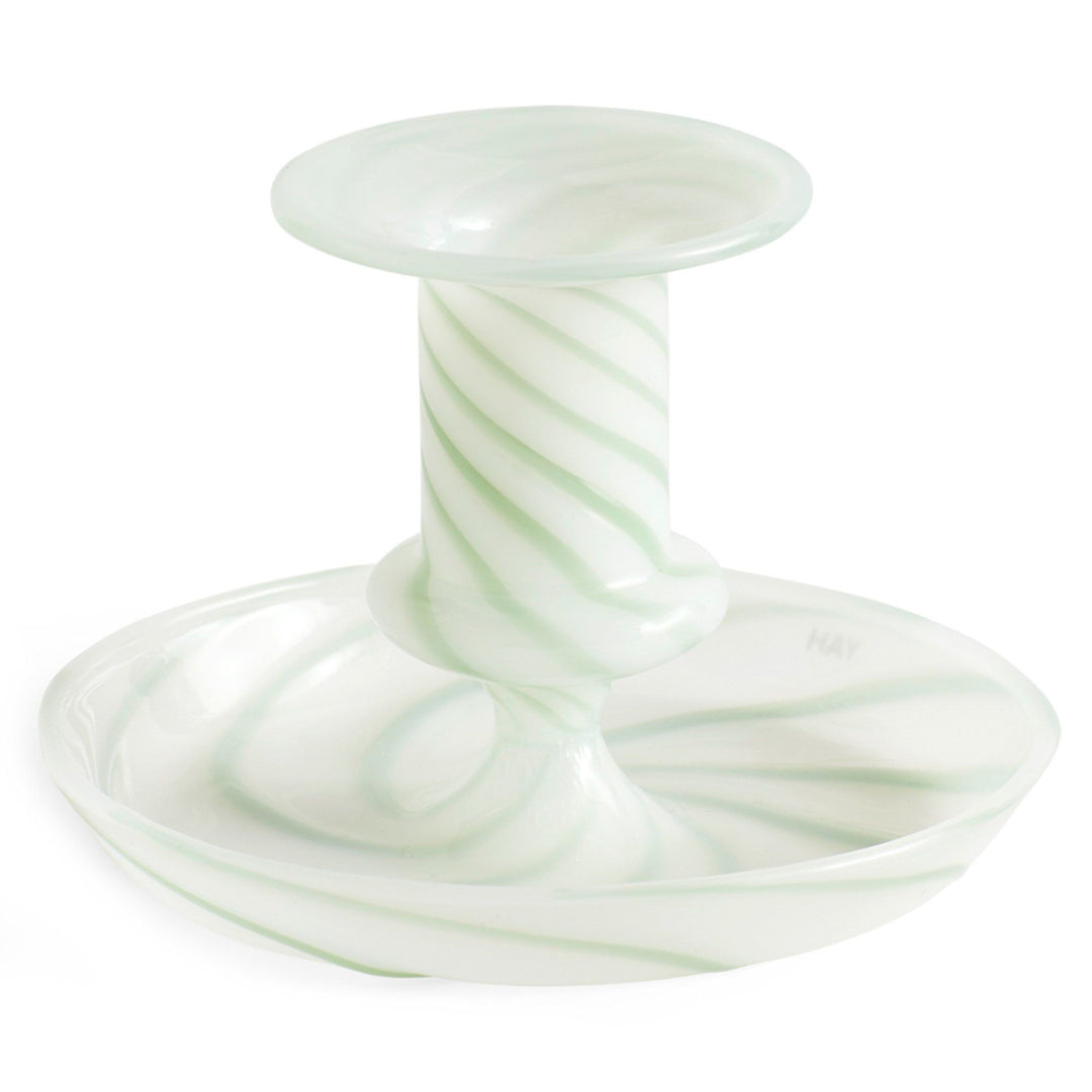 Hay Hay Flare Stripe Milk lysestage, small, grøn – close-up (Lysestage)