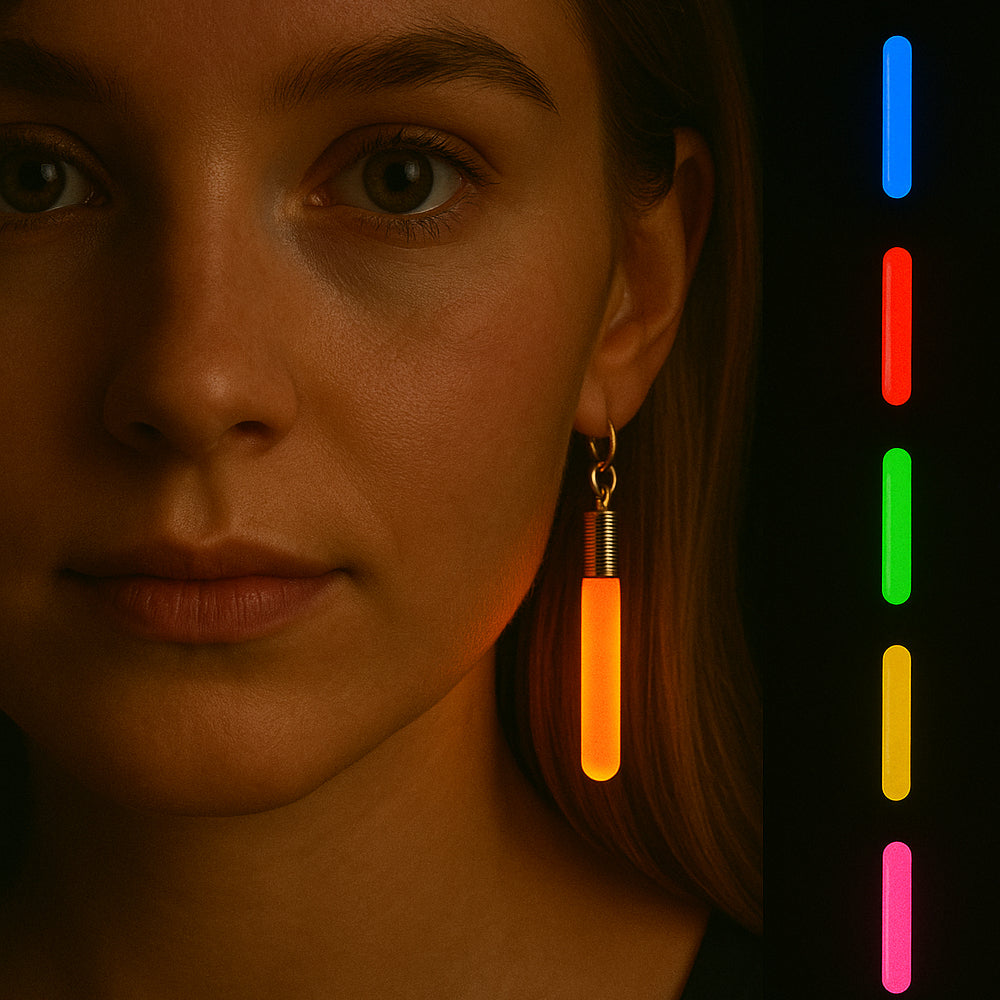 Produktbillede af Køb Glow-in-the-dark øreringe Skru op for lyset og festen! Orange på tilbud