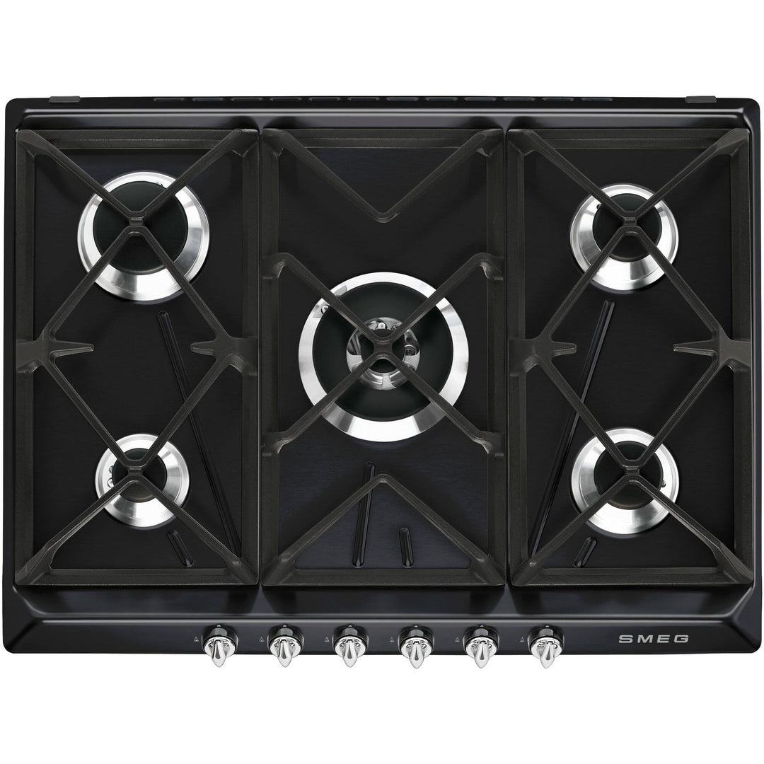 Smeg Smeg 68,5 cm gaskogeplade rustfrit stål victoria design - sort – frontbillede (Gaskogeplade)
