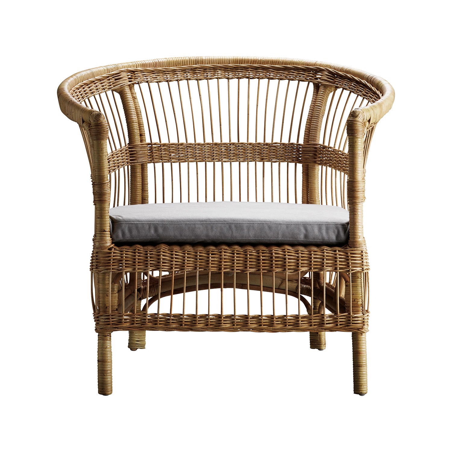 Produktbillede af TINE K HOME LOUNGE STOL RATTAN INKL HYNDE GRÅ 88 i premium kvalitet